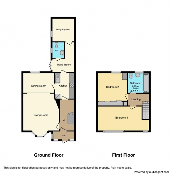 Floor Plan for 2 Bedroom Semi-Detached House for Sale in Remembrance Road, Coventry, CV3, 3DG -  &pound145,000