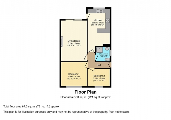 Floor Plan for 2 Bedroom Detached Bungalow for Sale in Beckfoot Drive, Walsgrave, Coventry, CV2, 2QD -  &pound250,000