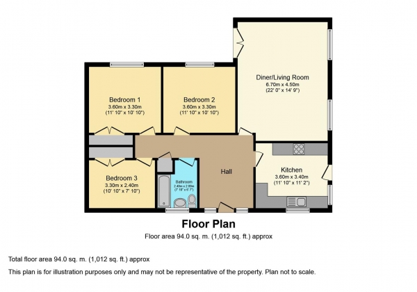 Floor Plan Image for 3 Bedroom Detached Bungalow for Sale in Broad Lane, Coventry