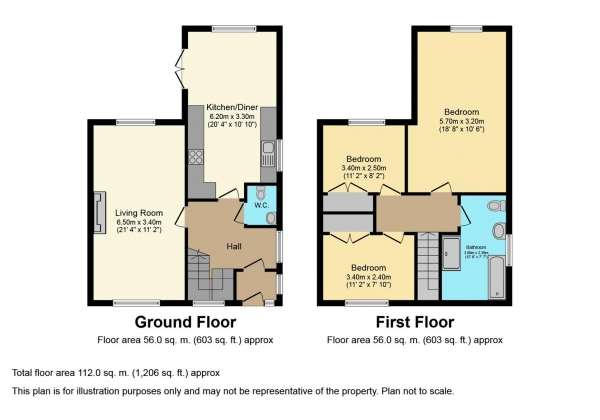 Floor Plan for 3 Bedroom Property for Sale in Lawley Close, Tile Hill, Coventry, CV4, 9EA - Offers Over &pound260,000