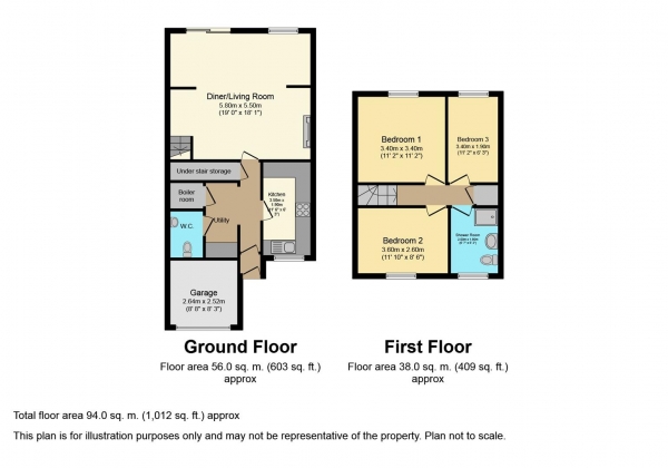 Floor Plan Image for 3 Bedroom End of Terrace House for Sale in Norman Ashman Coppice, Binley Woods, Coventry