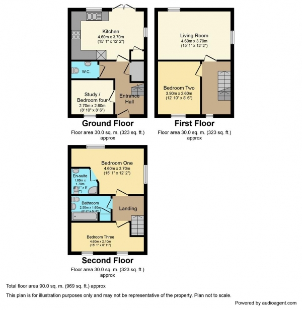 Floor Plan for 4 Bedroom Town House for Sale in Lancaster Gardens, Holbrooks, Coventry, CV6, 6HF - Offers Over &pound250,000