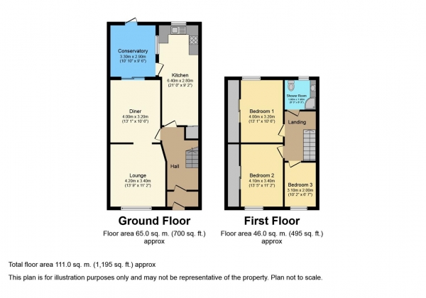 Floor Plan Image for 3 Bedroom Property for Sale in Winsford Avenue, Allesley Park, Coventry