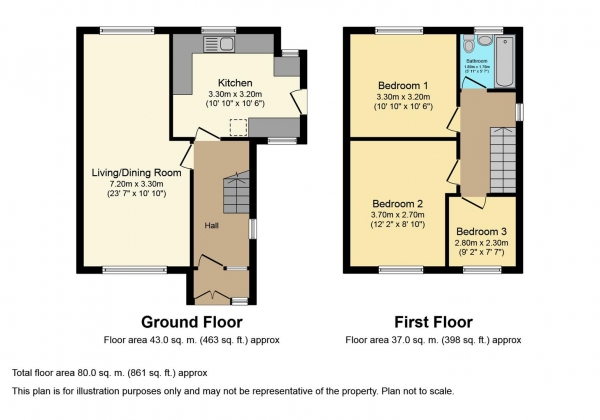 Floor Plan Image for 3 Bedroom Semi-Detached House for Sale in Buckingham Rise, Allesley Park, Coventry