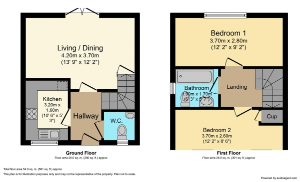 Floor Plan Image for 2 Bedroom Semi-Detached House for Sale in Signals Drive, Stoke Village, Stoke, Coventry