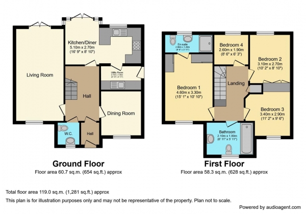 Floor Plan Image for 4 Bedroom Detached House for Sale in Gwendolyn Drive, Copsewood, Coventry