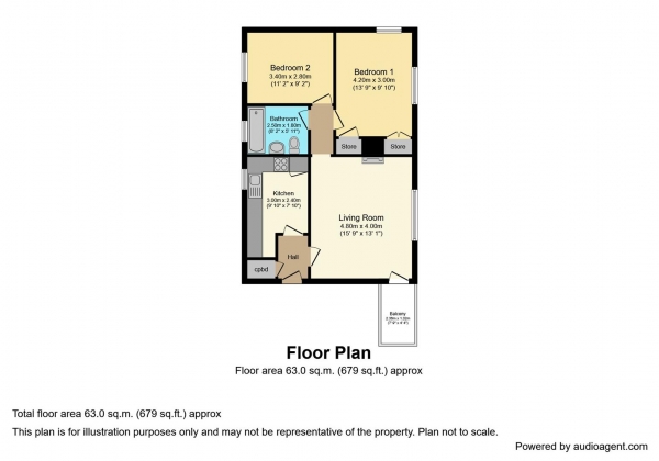 Floor Plan Image for 2 Bedroom Flat for Sale in Fred Lee Grove, Stivichall, Coventry