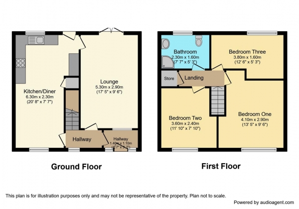 Floor Plan for 3 Bedroom Property for Sale in Tintagel Close, Willenhall, Coventry, CV3, 3EU - Offers Over &pound160,000