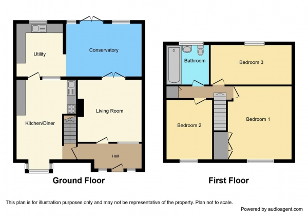 Floor Plan Image for 3 Bedroom Terraced House for Sale in Ridgethorpe, Willenhall, Coventry