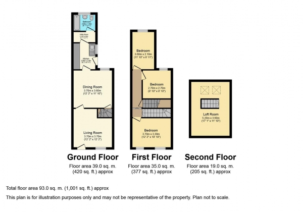 Floor Plan Image for 3 Bedroom Terraced House for Sale in Woodway Lane, Walsgrave, Coventry