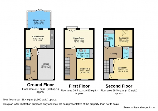 Floor Plan Image for 3 Bedroom Town House for Sale in Tremelay Drive, Tile Hill, Coventry