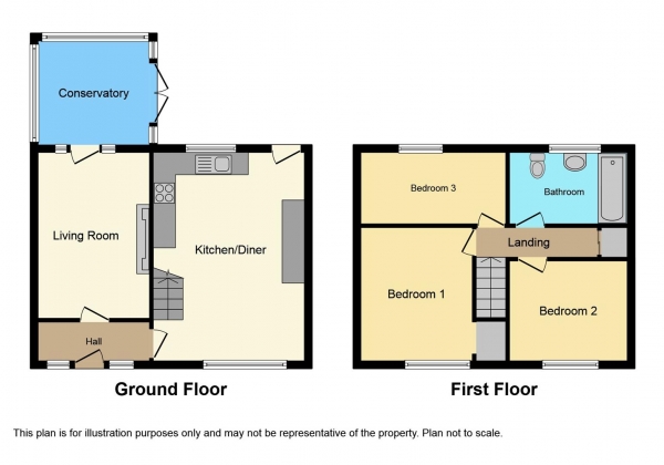 Floor Plan for 3 Bedroom Property for Sale in Bridgecote, Willenhall, Coventry, CV3, 3FF - Offers Over &pound160,000