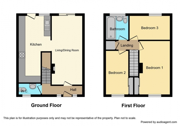 Floor Plan Image for 3 Bedroom Terraced House for Sale in Field March, Willenhall, Coventry