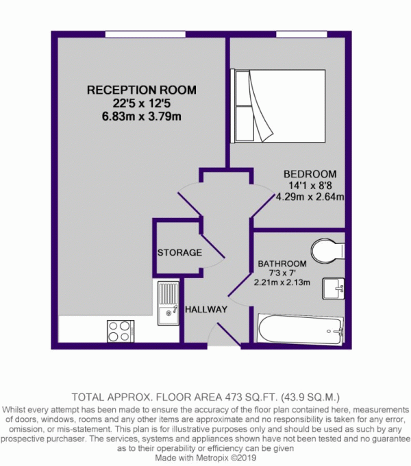 Floor Plan for 1 Bedroom Apartment for Sale in NQ4, Naval Street, Manchester, M4, 6BA - Guide Price &pound150,000