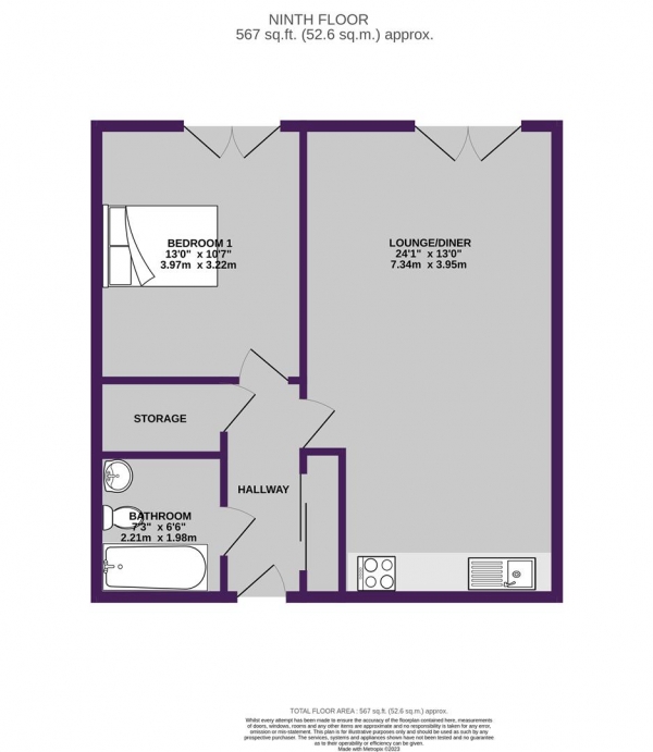 Floor Plan Image for 1 Bedroom Apartment for Sale in The Hub, Piccadilly Place, Manchester