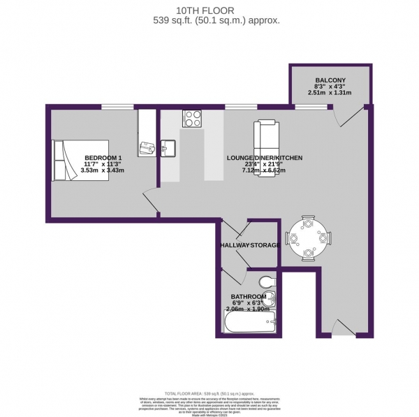 Floor Plan Image for 1 Bedroom Apartment for Sale in Local Crescent, Hulme Street, Salford