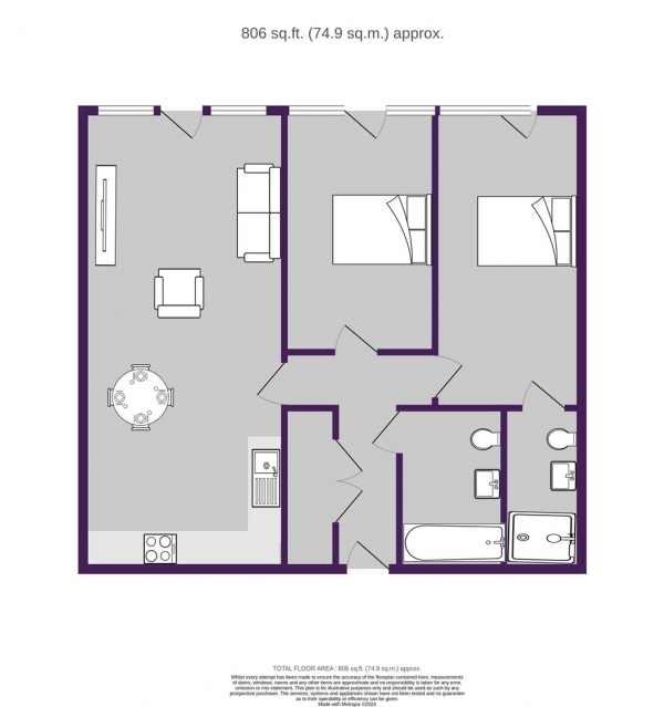 Floor Plan Image for 2 Bedroom Apartment for Sale in Elizabeth Tower, Chester Road, Manchester