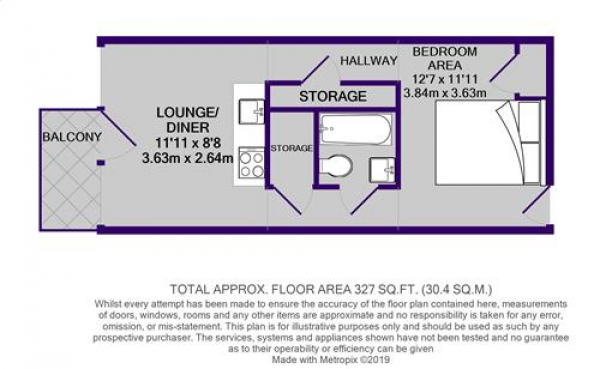 Floor Plan Image for Studio for Sale in Abito, Clippers Quay, Salford