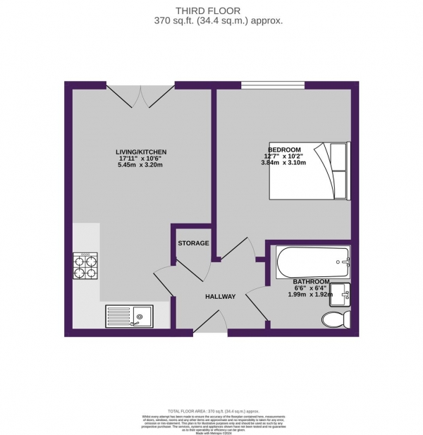 Floor Plan Image for 1 Bedroom Apartment for Sale in Knightsbridge Court, Blackburn Street, Salford