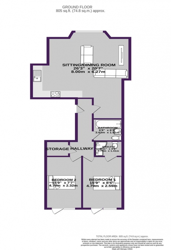 Floor Plan Image for 2 Bedroom Apartment for Sale in Queens Terrace, Great Cheetham Street West, Salford