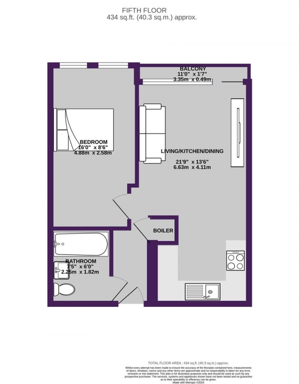 Floor Plan Image for 1 Bedroom Apartment for Sale in Beaumont Building, Mirabel Street, Manchester