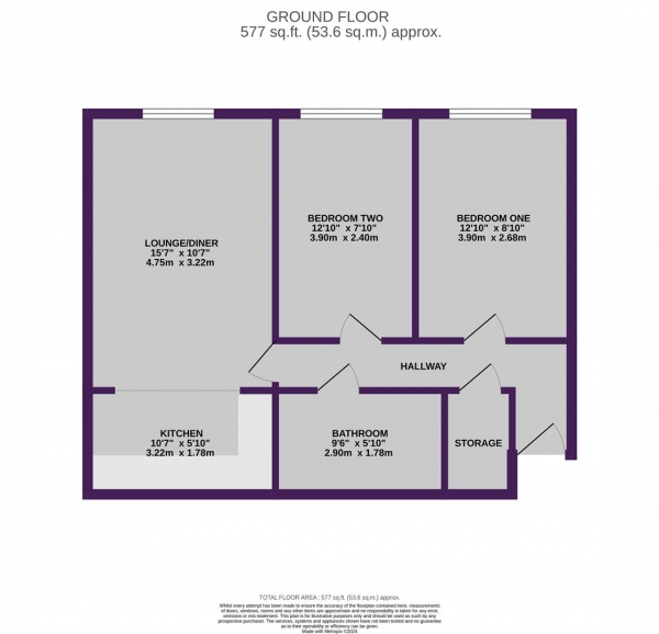 Floor Plan for 2 Bedroom Apartment for Sale in Kenyon Court, 141 Kenyon Lane, Manchester, M40, 9DJ - Guide Price &pound120,000