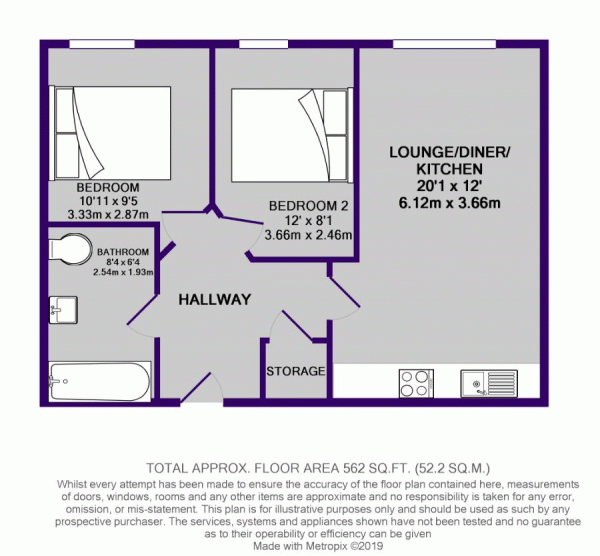 Floor Plan for 2 Bedroom Apartment for Sale in NQ4, Bengal Street, Manchester, M4, 6BB -  &pound210,000