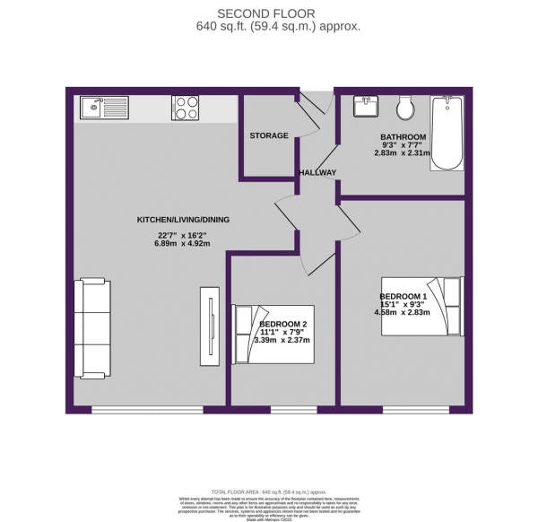 Floor Plan Image for 2 Bedroom Apartment for Sale in Hudson Court, Broadway, Salford