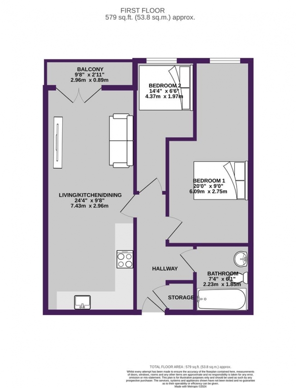 Floor Plan Image for 2 Bedroom Apartment for Sale in City Link, Hessel Street, Salford