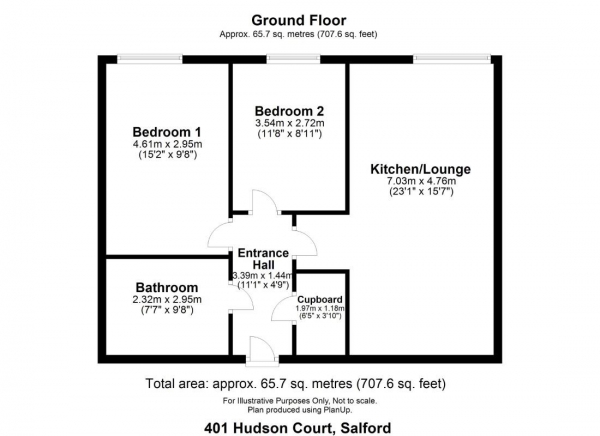 Floor Plan Image for 2 Bedroom Apartment to Rent in Hudson Court, 54 Broadway, Salford