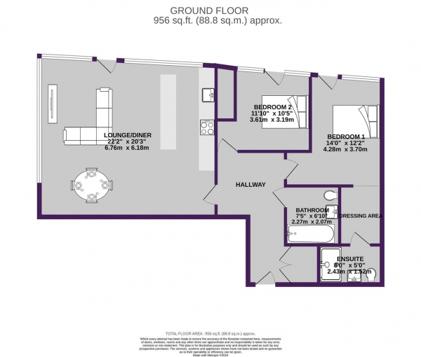 Floor Plan Image for 2 Bedroom Apartment for Sale in Deansgate Square, Owen Street, Manchester