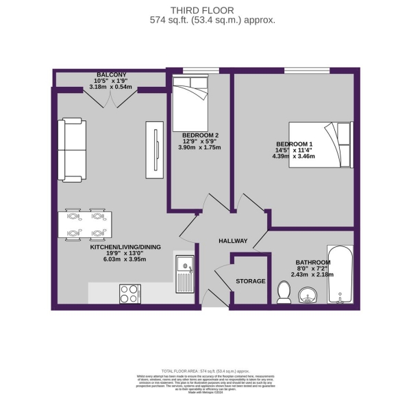 Floor Plan Image for 2 Bedroom Apartment for Sale in City Link, Hessel Street, Salford