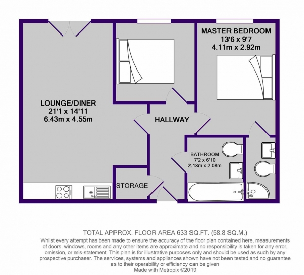 Floor Plan Image for 2 Bedroom Apartment to Rent in The Quantum, Chapeltown Street, Manchester, M1 2BH