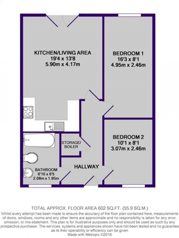 Floor Plan Image for 2 Bedroom Apartment to Rent in Pulse Apartments, Manchester Street, Manchester