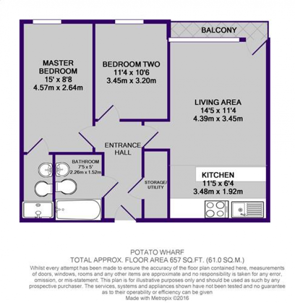 Floor Plan Image for 2 Bedroom Apartment to Rent in Potato Wharf, Manchester