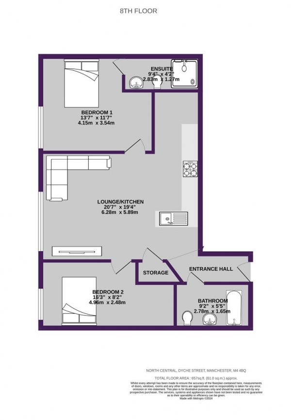 Floor Plan Image for 2 Bedroom Apartment for Sale in North Central, Dyche Street, Manchester