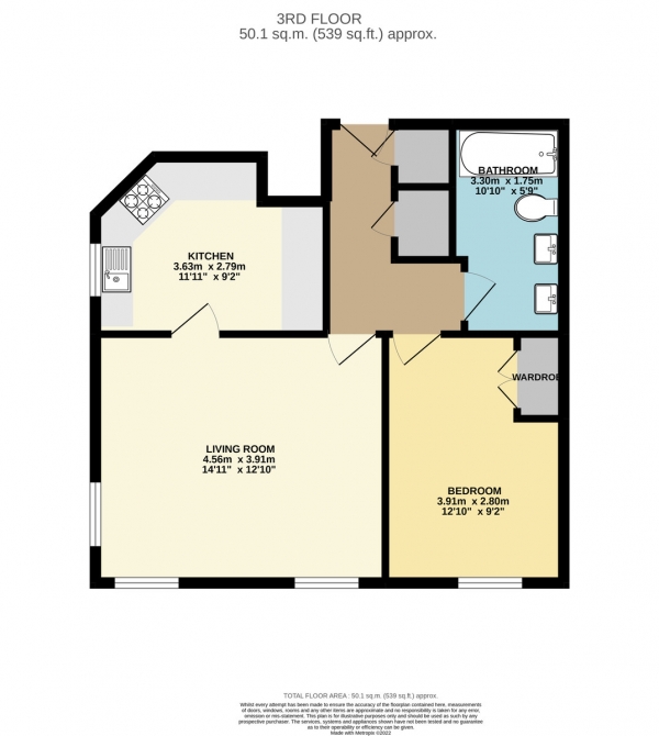 Floor Plan Image for 1 Bedroom Apartment for Sale in Crown Close, Wood Green