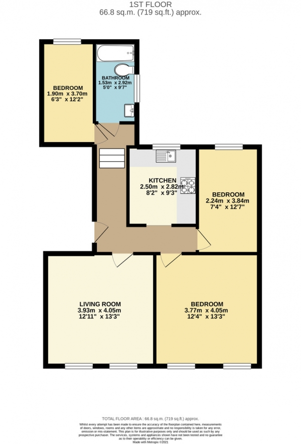 Floor Plan Image for 3 Bedroom Flat for Sale in First Floor Flat, 410  Hornsey Road