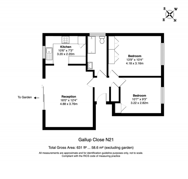 Floor Plan Image for 2 Bedroom Ground Flat to Rent in Gallus Close, Winchmore Hill