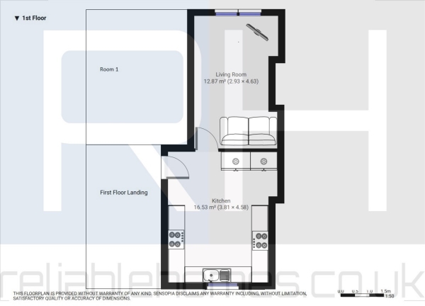 Floor Plan Image for 1 Bedroom Apartment to Rent in Crouch End Hill, London, N8 - ALL BILLS INCLUDED