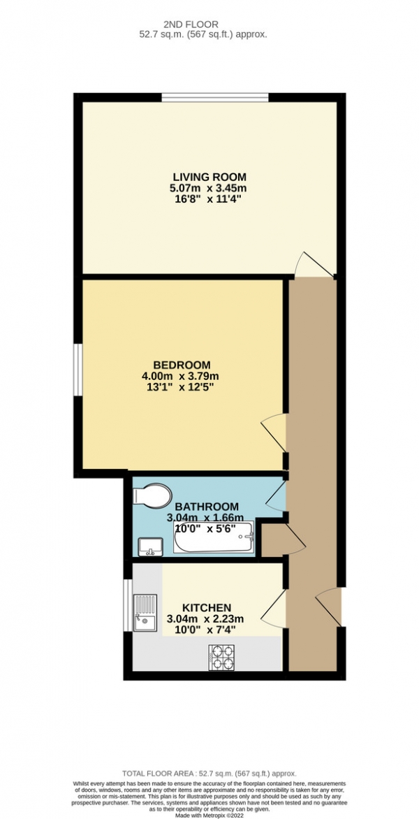 Floor Plan Image for 1 Bedroom Apartment to Rent in Haslemere Road, Crouch End, London, N8