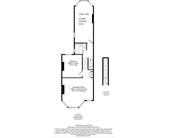 Floor Plan for 2 Bedroom Apartment to Rent in Hewitt Road, Harringay Ladder, London, N8, N8, 0BL - £415 pw | £1800 pcm