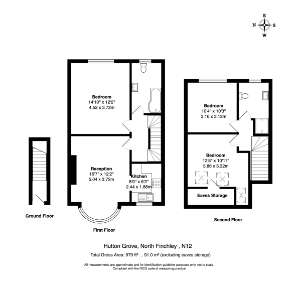 Floor Plan Image for 3 Bedroom Apartment to Rent in Hutton Grove, North Finchley, London, N12