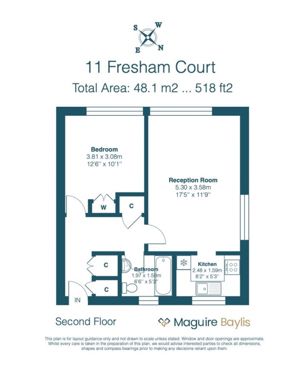 Floor Plan Image for 1 Bedroom Apartment for Sale in Durham Road, Bromley, BR2