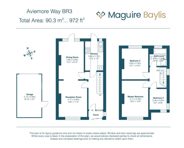 Floor Plan for 3 Bedroom End of Terrace House for Sale in Aviemore Way, Beckenham, BR3, BR3, 3RS -  &pound550,000
