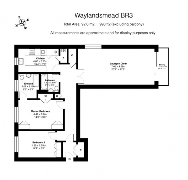 Floor Plan Image for 2 Bedroom Apartment for Sale in The Knoll, Beckenham, BR3