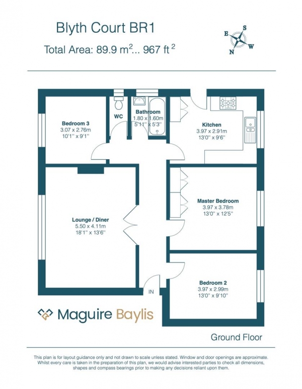 Floor Plan Image for 3 Bedroom Apartment for Sale in Blyth Road, Bromley, BR1