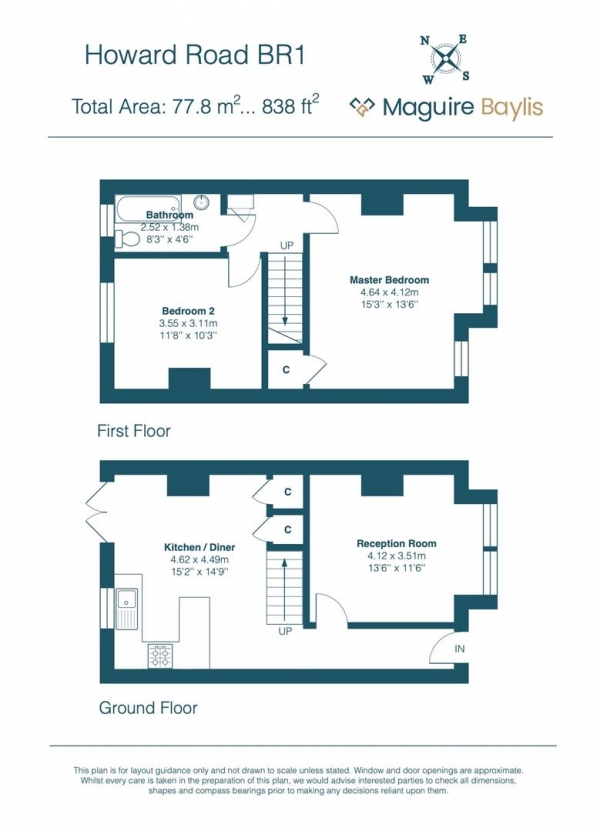 Floor Plan Image for 2 Bedroom Terraced House for Sale in Howard Road, Bromley, BR1