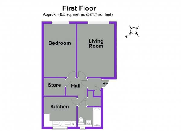 Floor Plan for 1 Bedroom Flat for Sale in Hillside Road, Shortlands, Bromley, BR2, BR2, 0ST -  &pound250,000