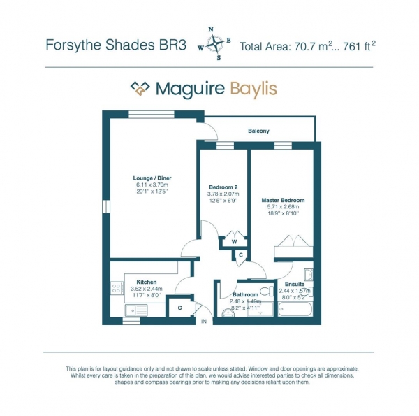 Floor Plan Image for 2 Bedroom Apartment for Sale in The Avenue, Beckenham, BR3